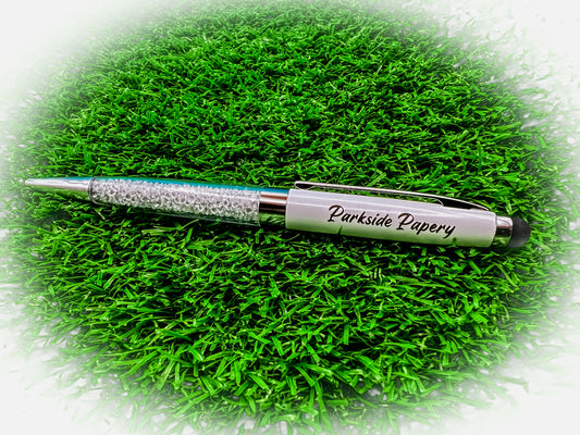 Crystal Diamond Stylus Ballpoint Pen – Snowflake White (Black Ink)
