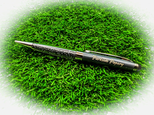 Crystal Diamond Stylus Ballpoint Pen – Steel Grey (Black Ink)