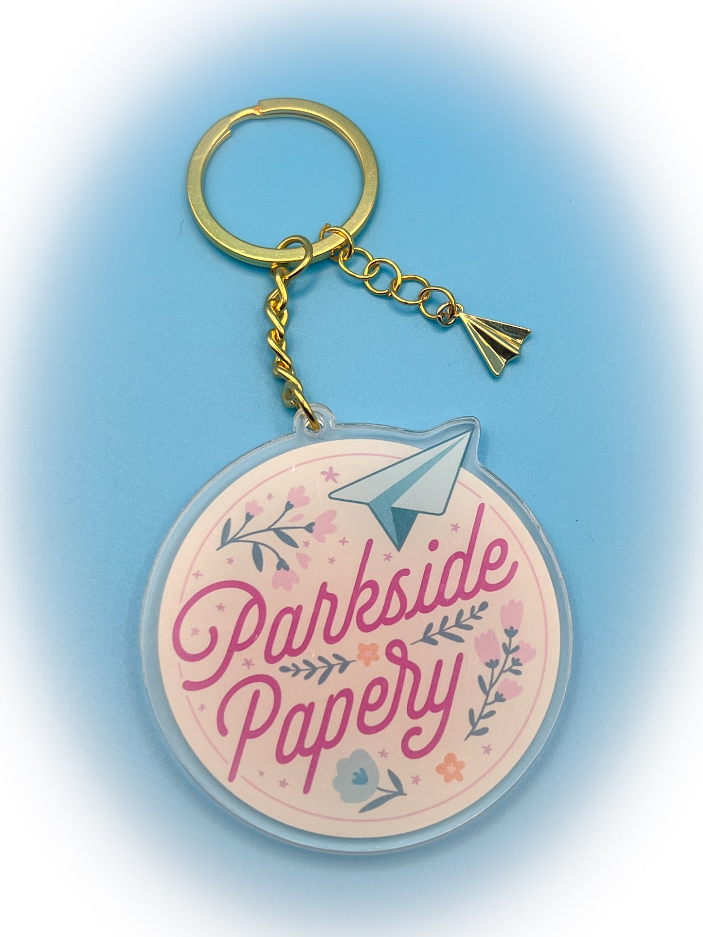 Parkside Papery Acrylic Keychain – Gold Paper Airplane Charm