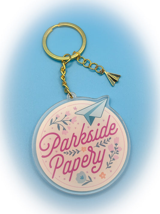 Parkside Papery Acrylic Keychain – Gold Paper Airplane Charm