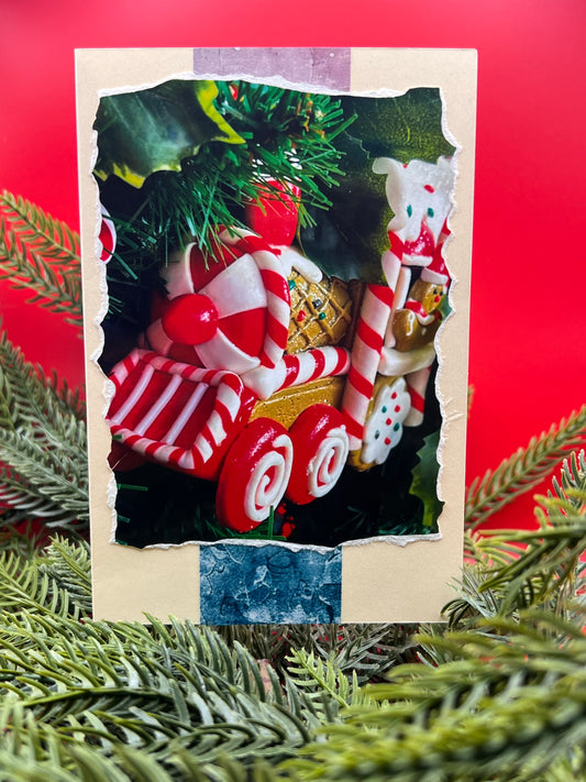 🚂🍬 Peppermint Gingerbread Train Christmas Card